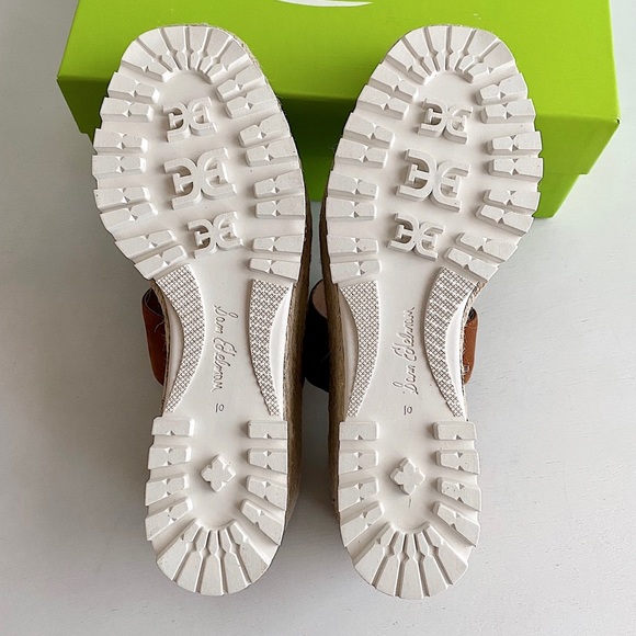 ✨New SAM EDELMAN Luca  Leather Wedge Platform Jute Sandals 10M - Picture 9 of 10